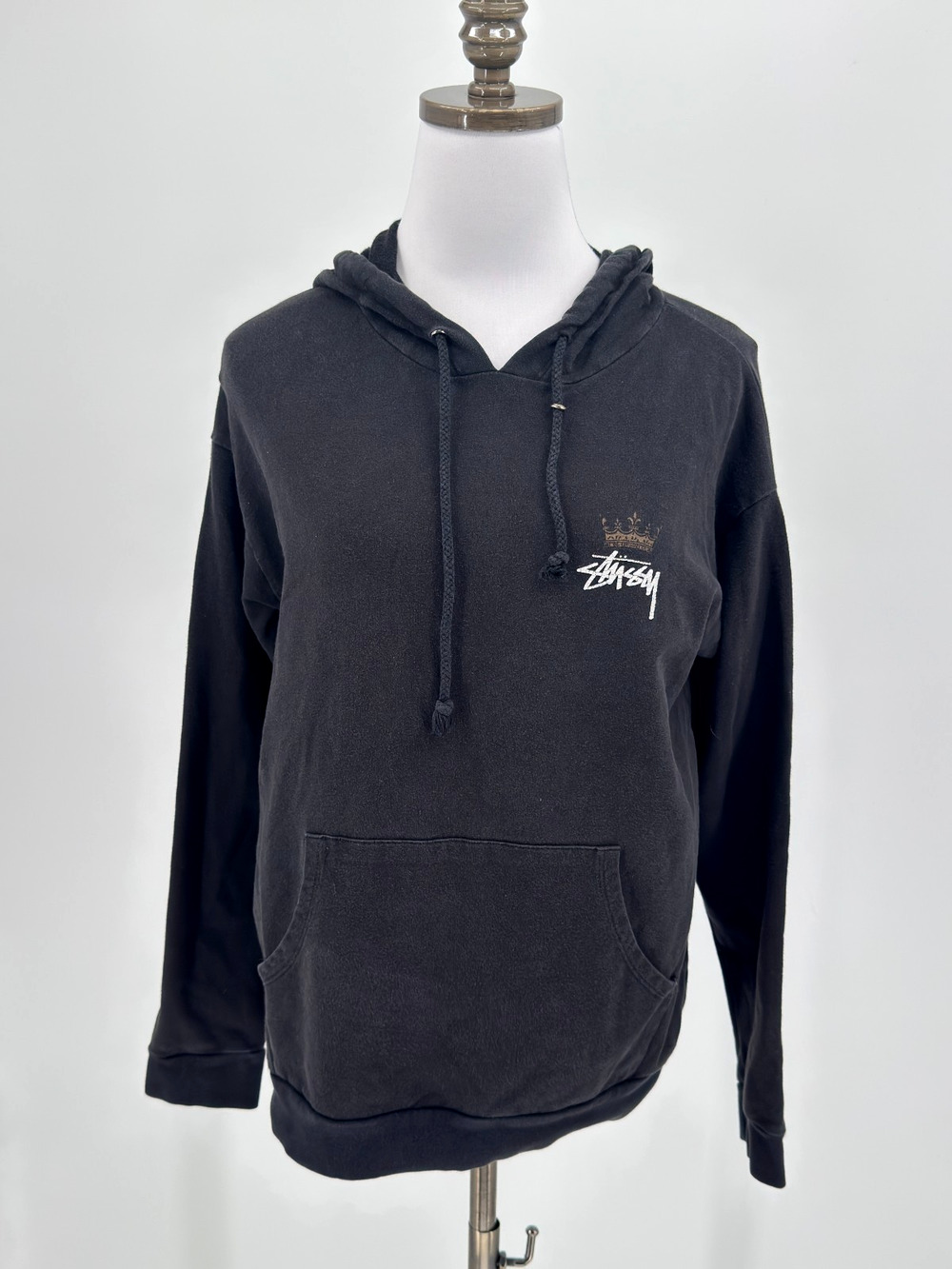 Vtg Stüssy 90s Irie Vibrations Black Rasta Diamond Graphic Pullover Hoodie Sz XS